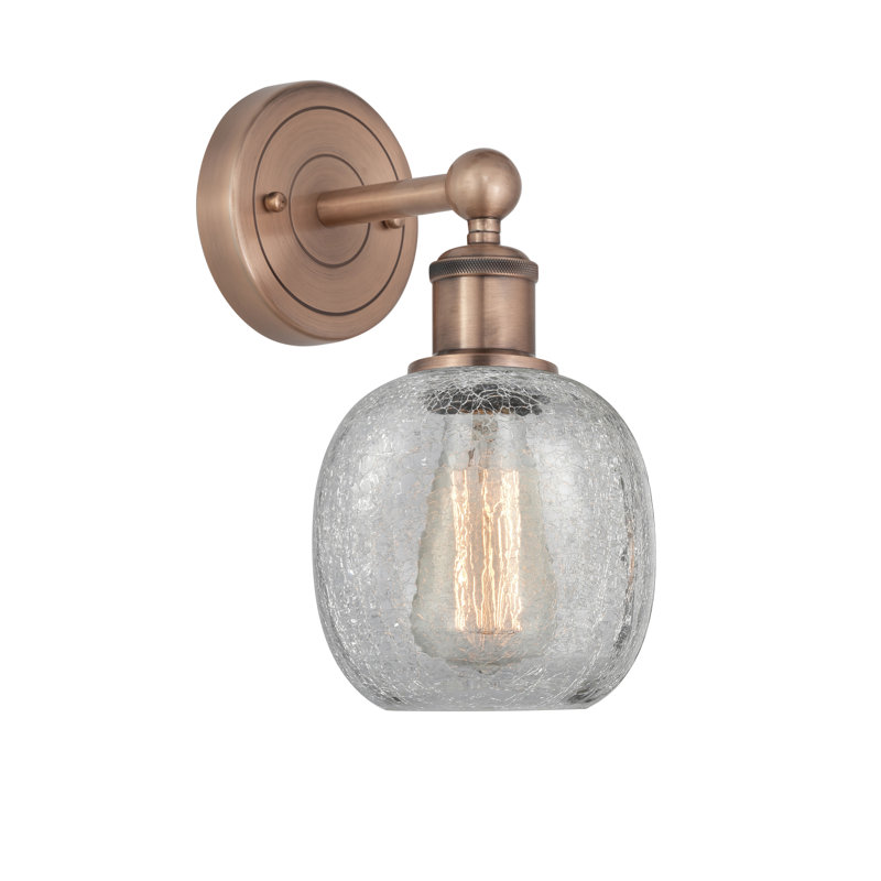 Cheraw Armed Sconce, Clear Crackle, Antique Copper