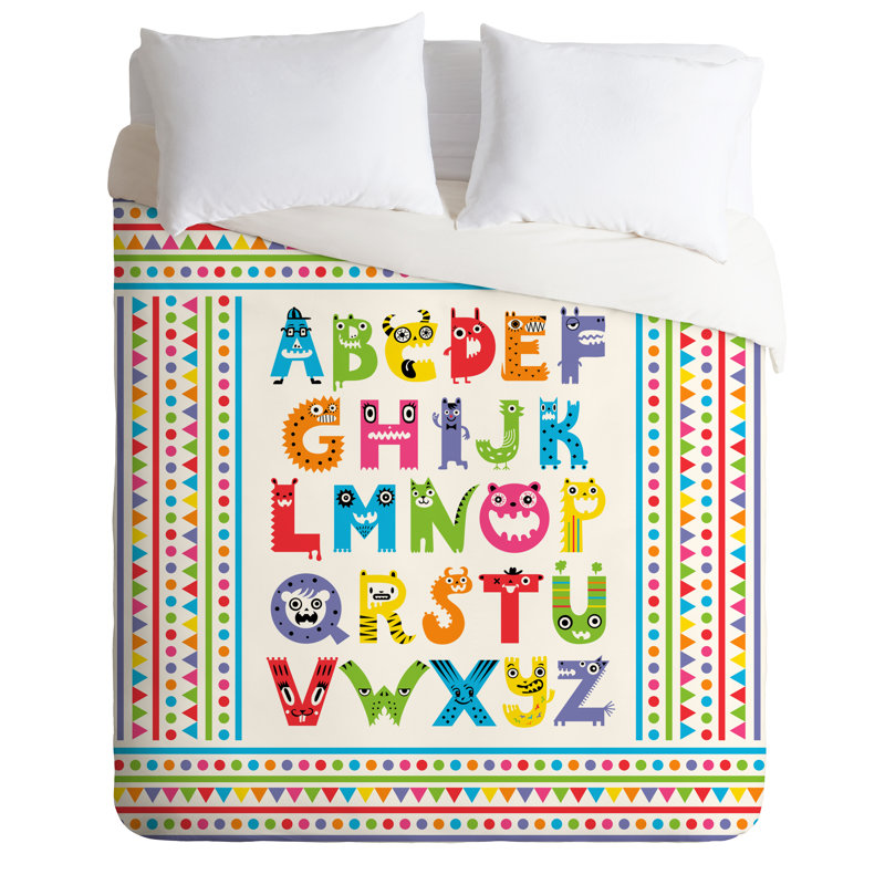 Alphabet Monsters Duvet Cover Set, Twin/Twin XL Duvet Cover + 1 Standard Sham