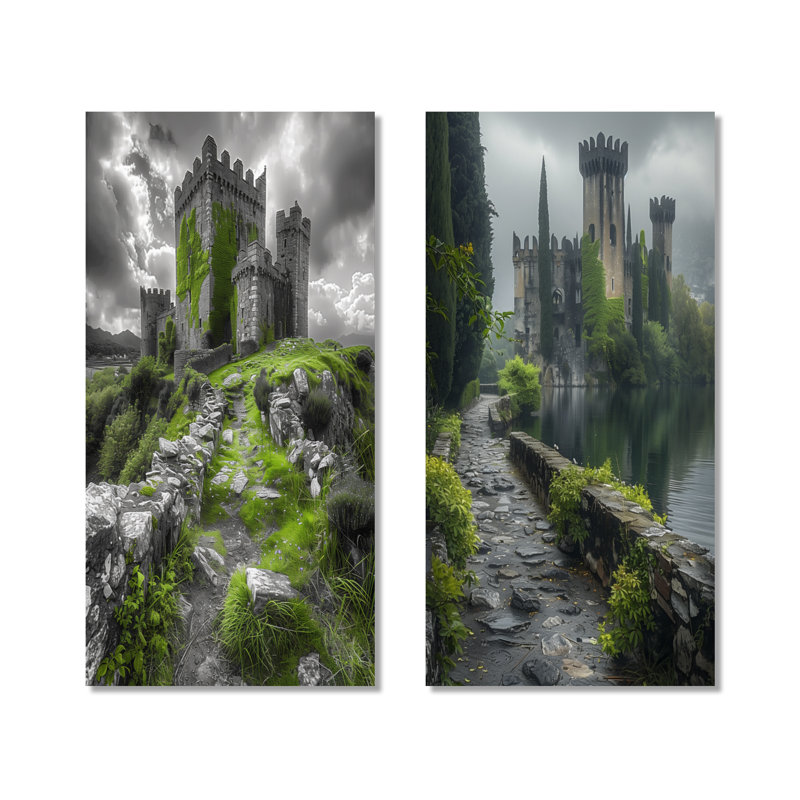 Ensemble de 2 impressions murales gris et vert en été, 40" H x 40" W
