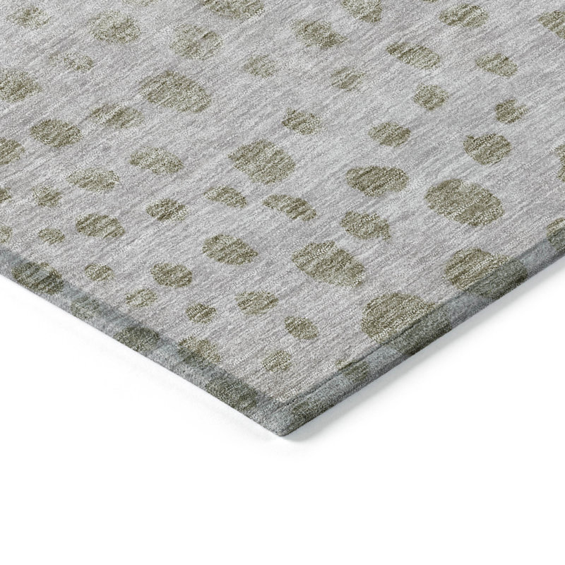 Taupe and Olive Synthetic Flat Woven Washable Area Rug