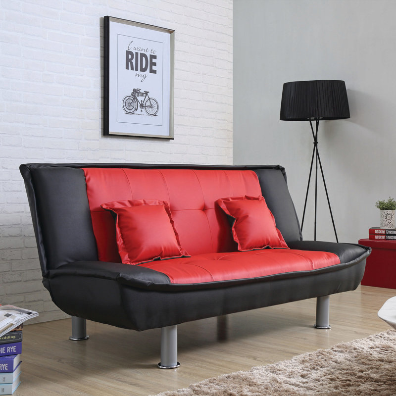 Astral Lionel Sofa Bed, Black/Red  Faux Leather