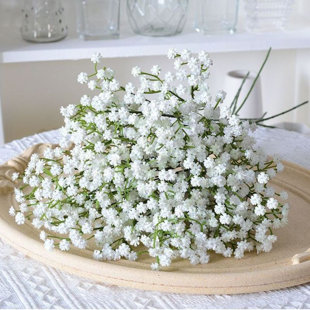 10pcs 30 Bunches White Babys Breath Artificial Flowers Real Touch Fake Gypsophila Faux Plants for Wedding Garland Wreath Girl Crown Flower Bonquet