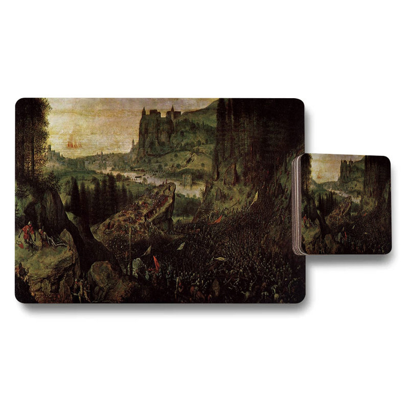 Medieval Battle Scene Placemat Coaster Set With Historic Artwork