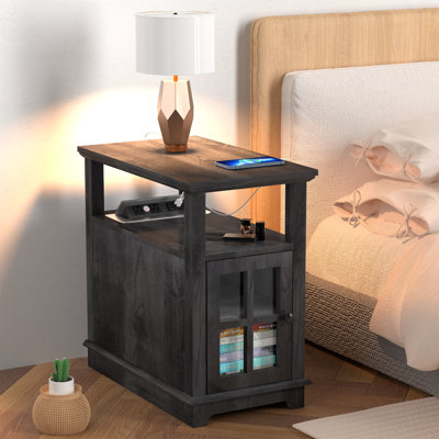 Roseannah 23.6" Tall Nightstands with Storage and Built-in Outlets