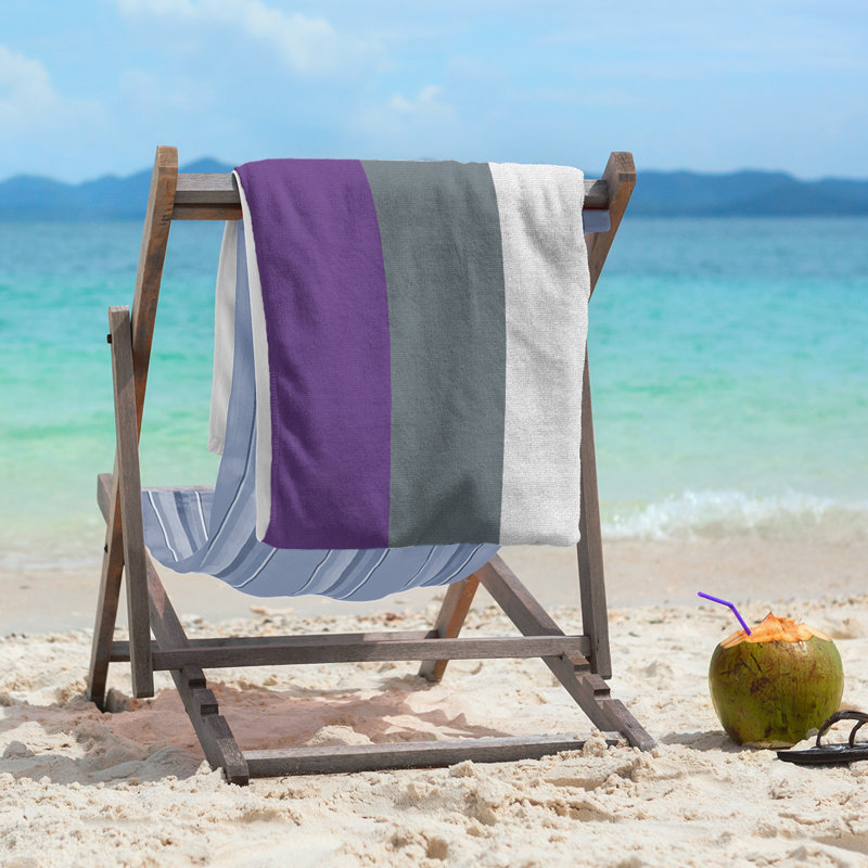 Cotton Blend Lightweight Beach Towel, Purple/Slate Gray