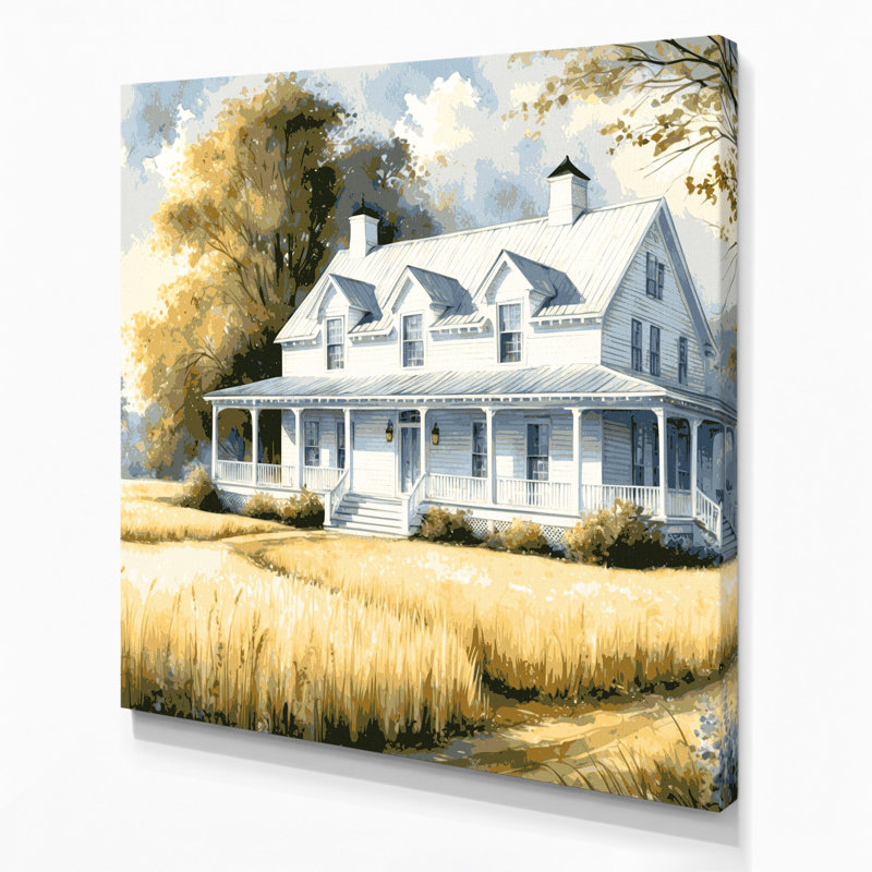 «Farm Farmhouse», art mural sur toile beige, H 8 po x l 8 po