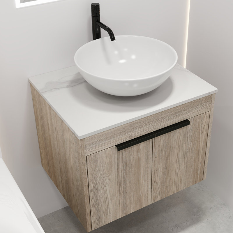 Melzina 23.6'' Single Bathroom Vanity with Ceramic Top