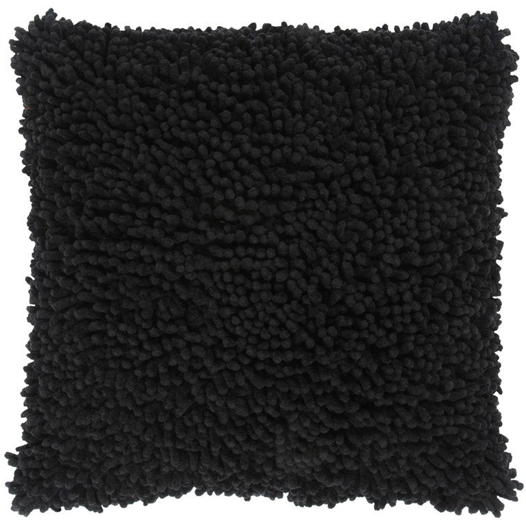 Fringed Reversible Throw Pillow, Black, Cotton