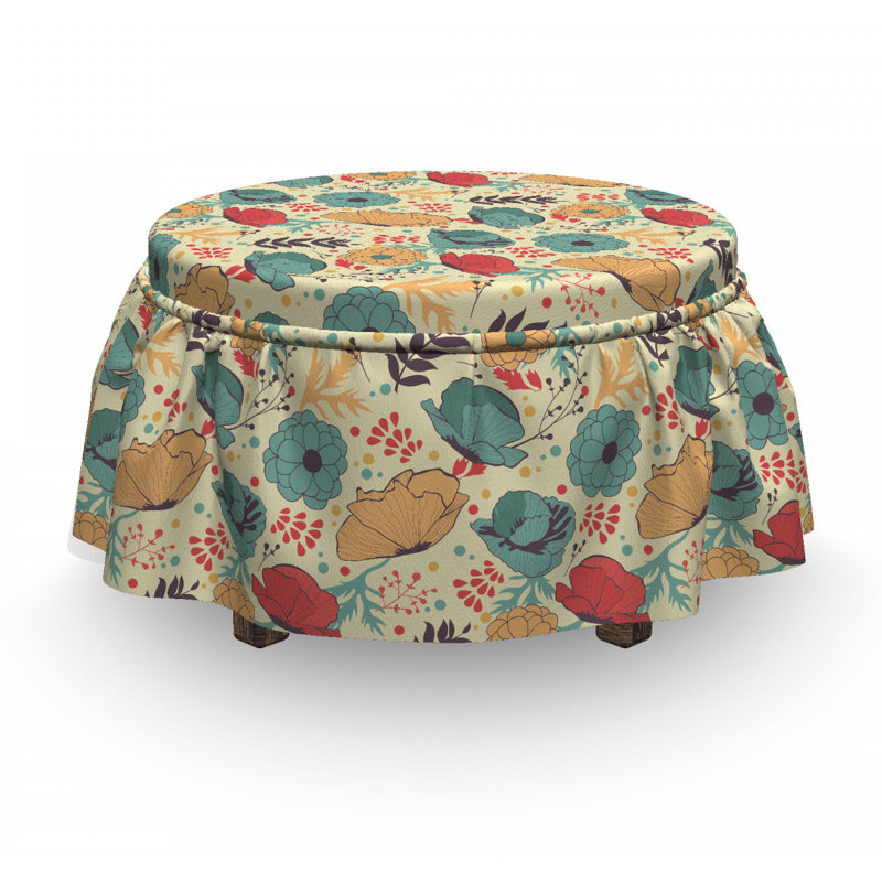 Housse pour repose-pieds fleurs summer saison