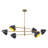 Mid-Century Modern 6-Light Chandelier Adjustable Rotatable Shades Black And Brass Finish 55" Wide Dining Room Lighting