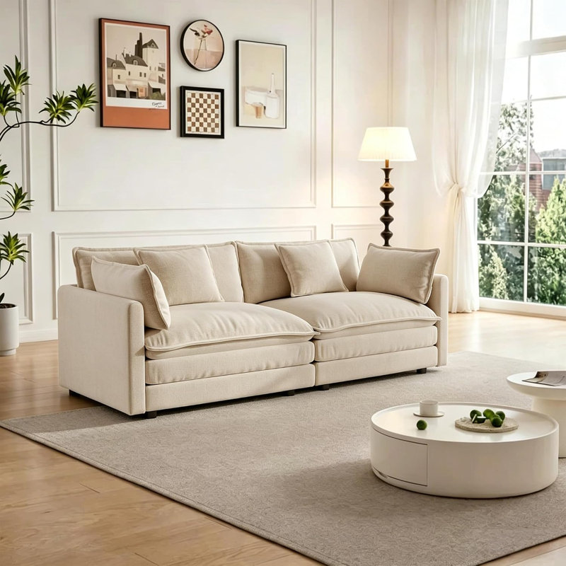 Upholstered " Sectional, 75.9 Inch 2 Seat, Beige