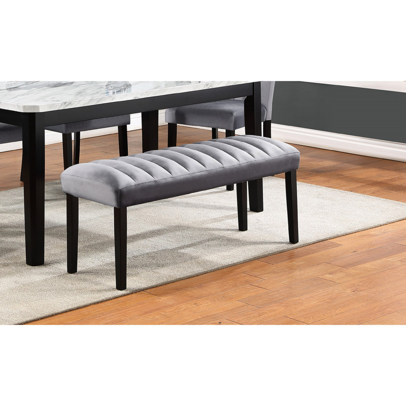 Fashion Gray Black Home Dining Furniture - Solid Wood, Velvet Upholstered Bench Contemporary Style Gray/Black Kitchen Seat Luxurious Upholstery