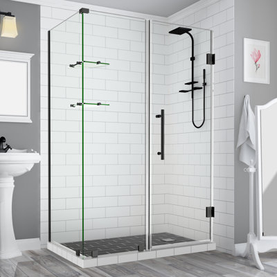 Cabine de douche rectangulaire à charnière sans cadre 30,38 po x 72 po Bromley GS