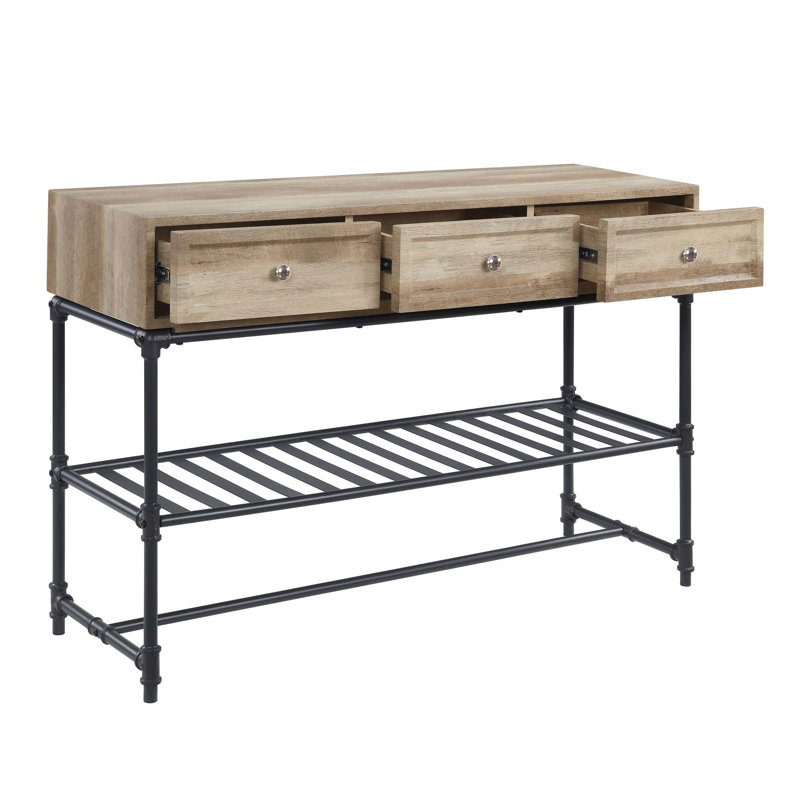 Table de canapé fonctionnelle et élégante avec bureau en bois artificiel et base en métal pour un espace de vie polyvalent