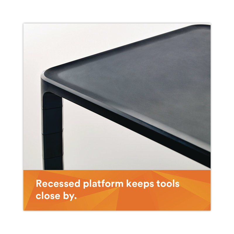 Adjustable Black Plastic Monitor Stand with Height Adjustment