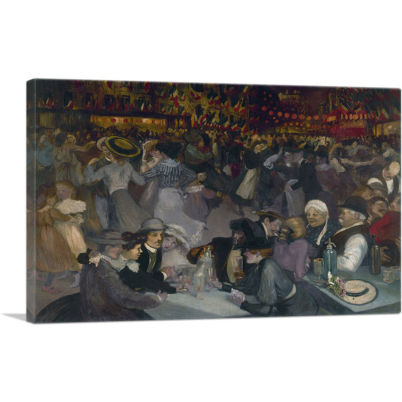 "Le Bal Du 14 juillet 1889" par Theophile Steinlen, reproduction d'art sur toile tendue, H 18 po x l 26 po x P 0,75 po