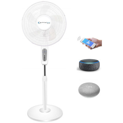 Ventilateur sur pied technique de 16 pouces avec fonction oscillant et compatible avec Amazon Alexa / Google Home Commande vocale Smart Home (noir)