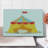 Ambesonne Kitten Cutting Board Large Size Furry Cat in a Circus Yellow Red
