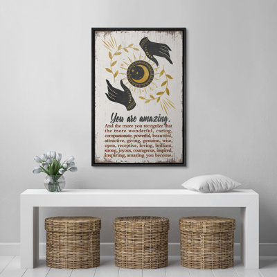 " Golden Sun And Moon With Hands Inspirational Abstract Contemporary Relax/Calm "