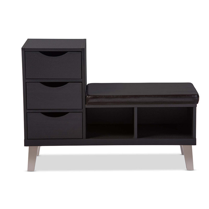 Allie Faux Leather Upholstered Storage Bench, Dark Brown