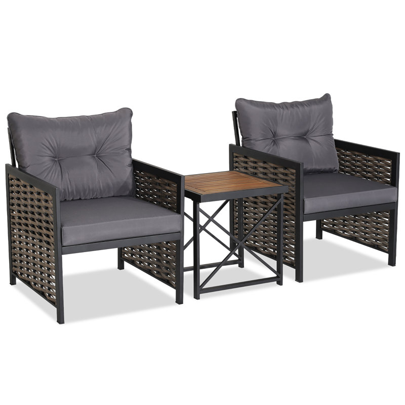 Donshay Acacia 2 - Person Patio Conversation Set with Cushions, Gray