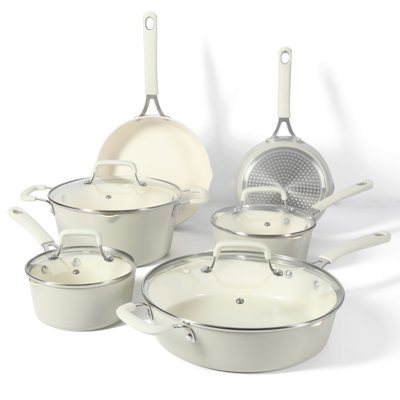 Martha Stewart Heathland Premium Nonstick Interior 10-Piece Tapered Aluminum Cookware Set