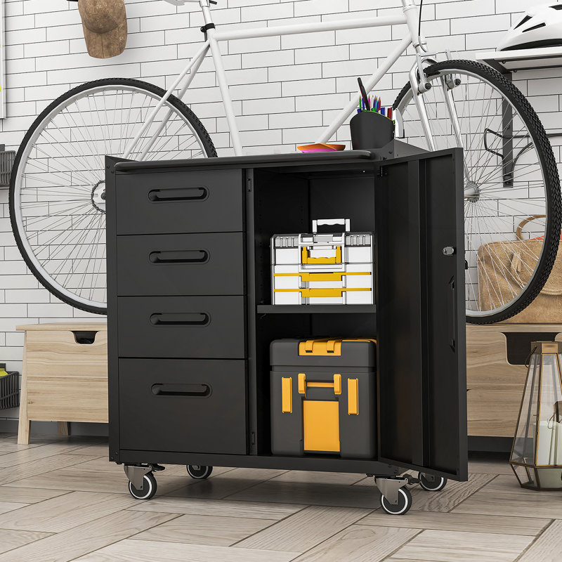 Sturdy Metal Tool Storage Cabinet With Wheels - Tool Storage Cabinet  Garage, Office, And Home Organizer Solutions