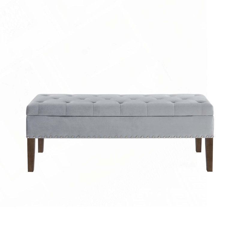Tufted Bench with Storage, Gray