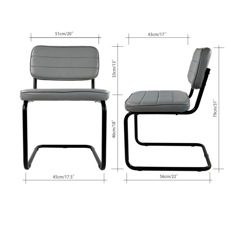 Ensemble de chaises de salle à manger rembourrées, similicuir, structure en métal, style moderne (structure tubulaire grise)