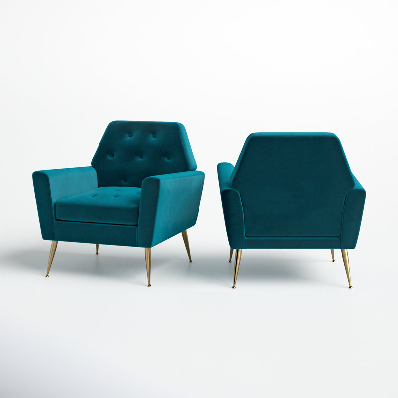 Fauteuil Thaddeus, Velours bleu sarcelle