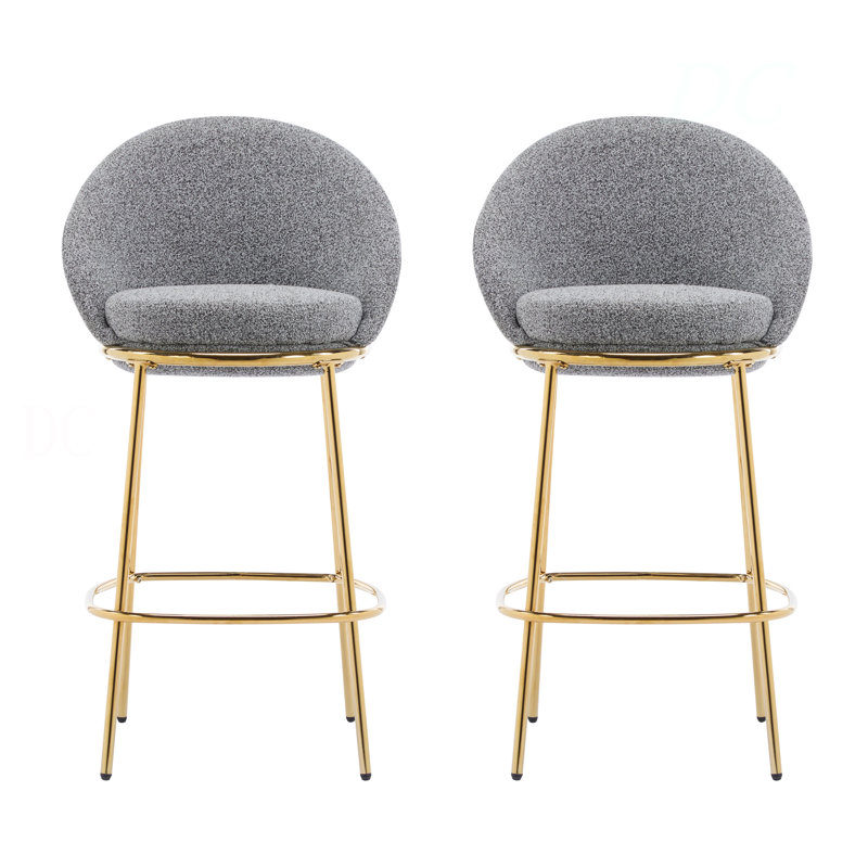 Ensemble de 2 tabourets de bar rembourrés Celano, Gris