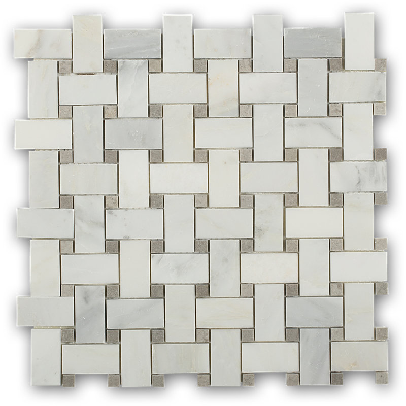 Asian Statuary 1" x 2" Marble Basketweave Mosaic Wall & Floor Tile