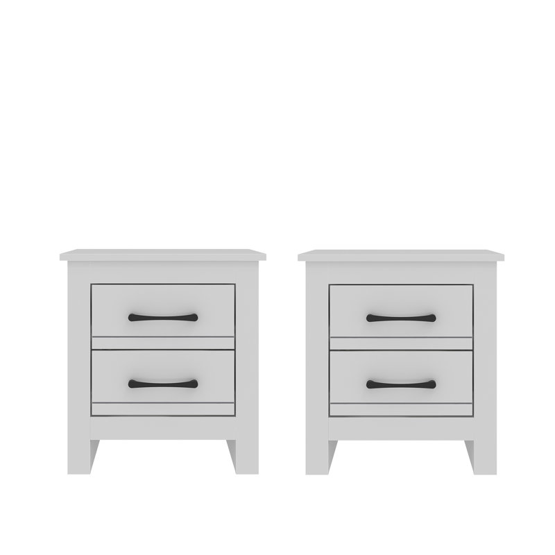 Limestone 2 Drawer Bedside Sets of 2, White