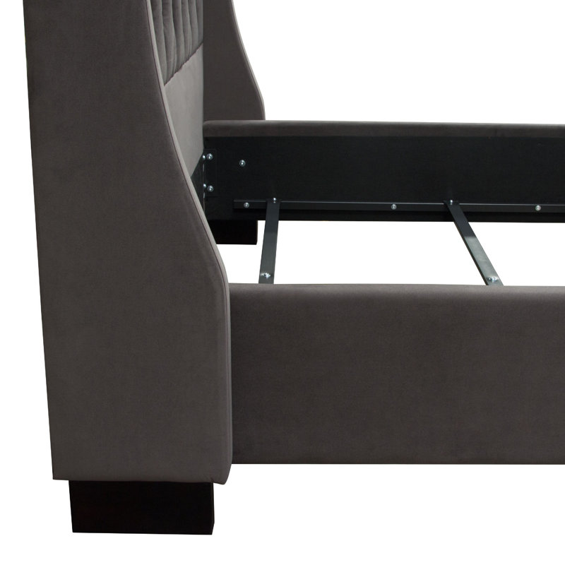 Revêtement de lit capitonné en velours Zoa Bed W, Noir / gris fumé, Grand