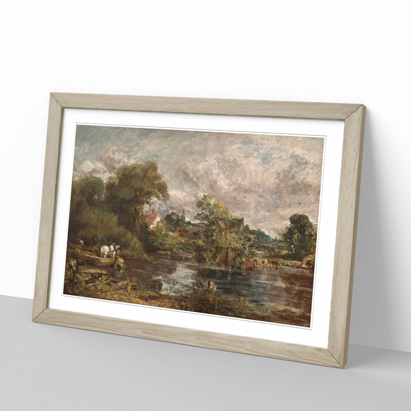 The White Horse by John Constable - Picture Frame Painting on MDF, 48cm H x 65cm W x 2cm D, Oak