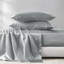 Drap simple gris 100% satin - luxe, froissé, lisse sur la peau, 1 drap plat de l 66 po x l 96 po, 4 taies d'oreiller ajustées pour cheveux doux de luxe,