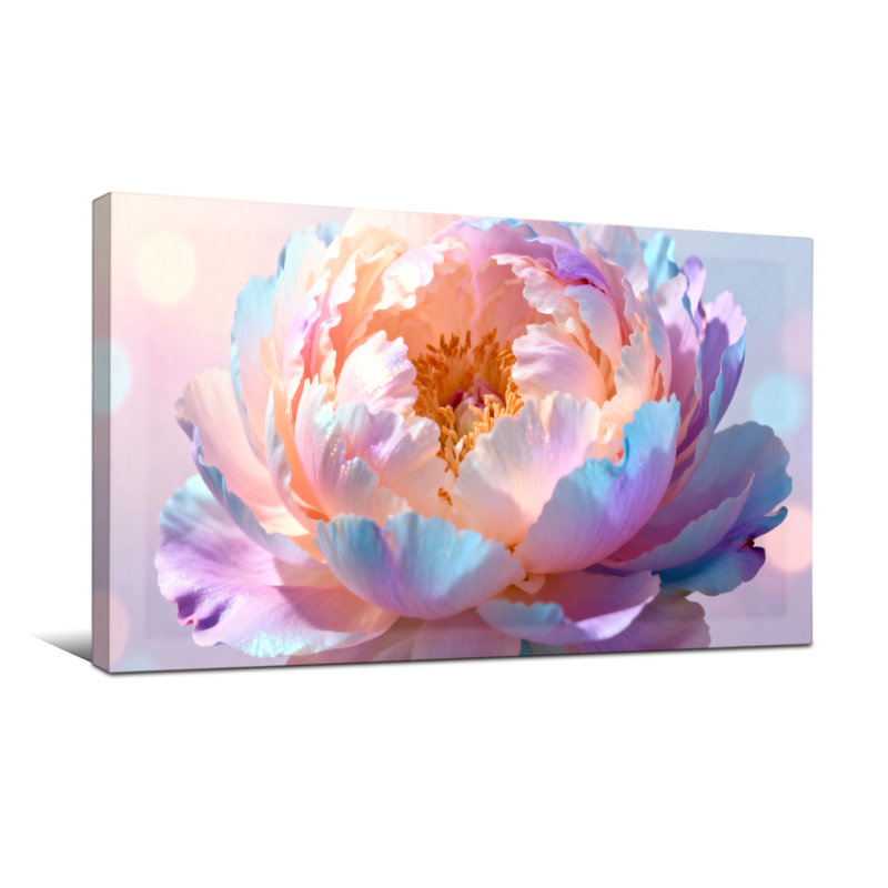 Plantes et fleurs, pivoines pastel, reproduction d'art sur toile, H 20 po x l 40 po