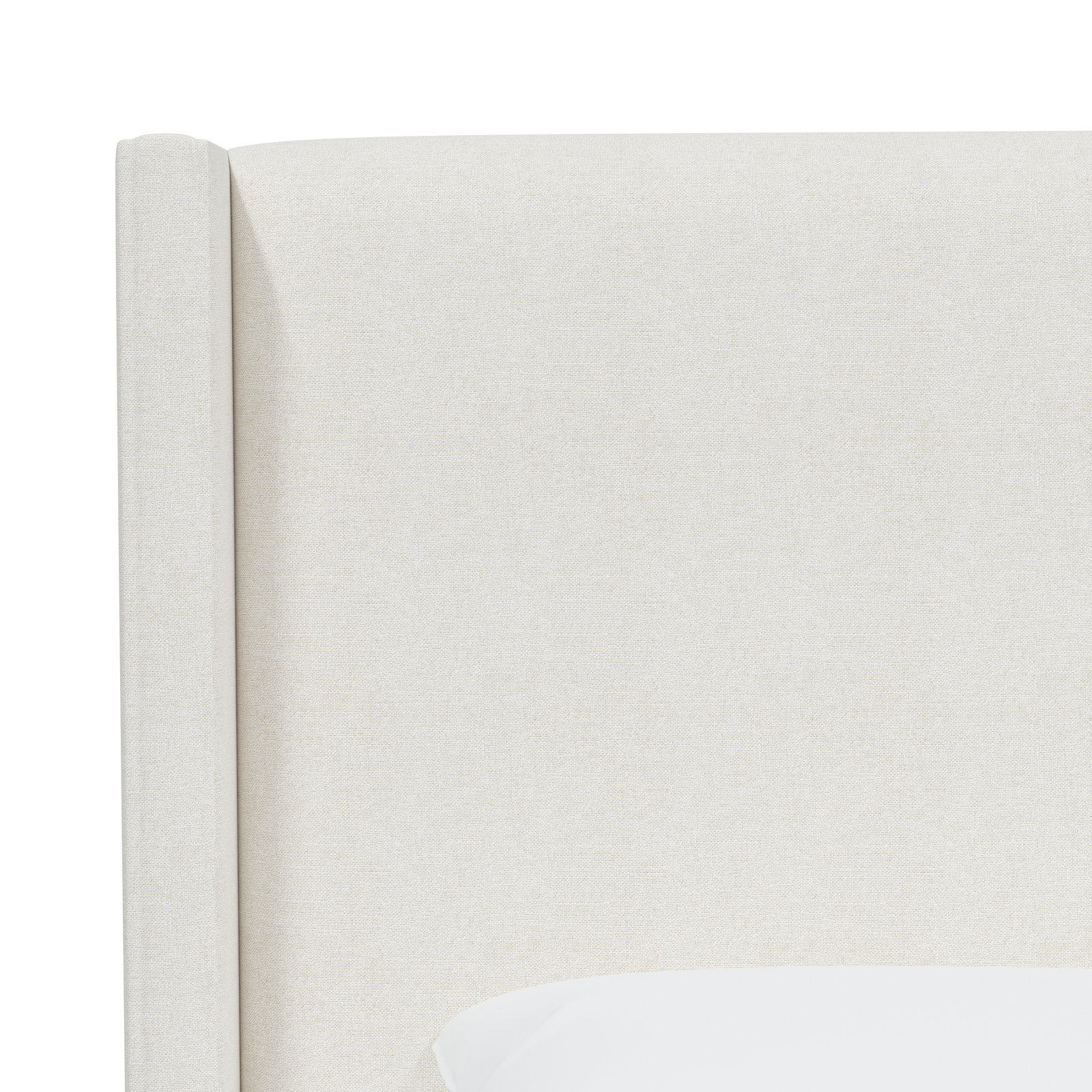 Hanson Linen Upholstered Wingback Bed, California King, Zuma White Textured Linen