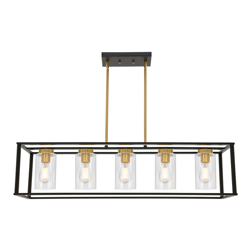 Shamima 5 - Light Kitchen Island Pendant, Black/Brushed Brass