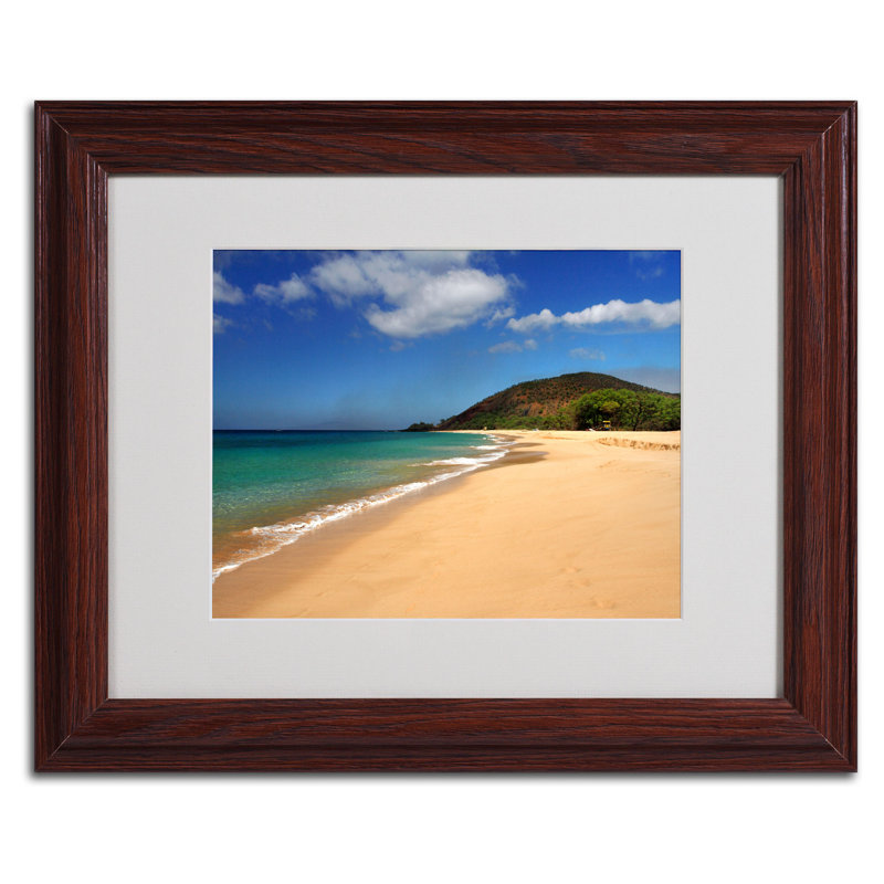 « makena hawaii » par pierre leclerc,, reproduction de photo encadrée, H 11 po x l 14 po x P 0,5 po, Brun - Biseautée