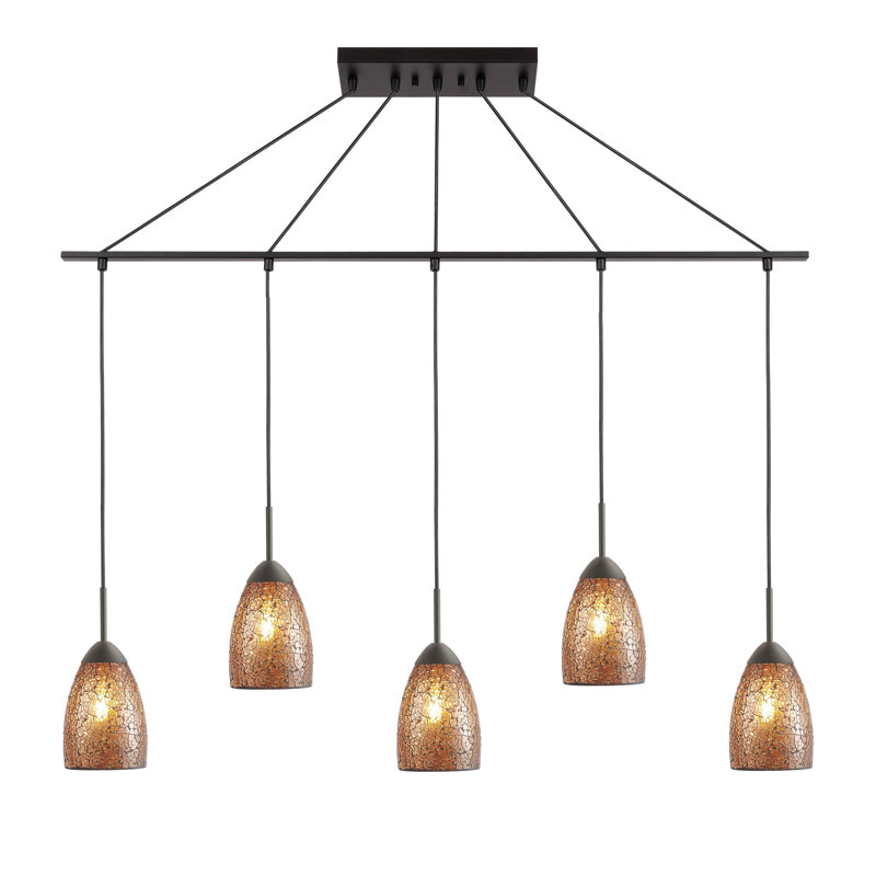 Murphy 5 - Light Kitchen Island Pendant, Mosaic Purple, Bronze