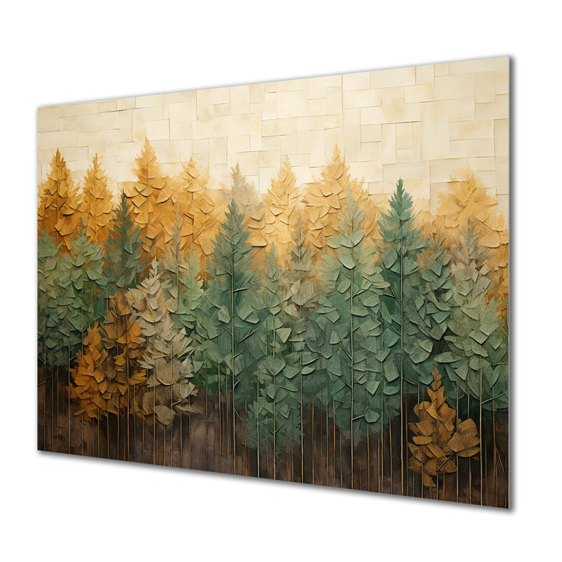 Green Beige Wild Forest Essence II - Tachisme Metal Wall Art MT136198, 12" H x 20" W x 1" D