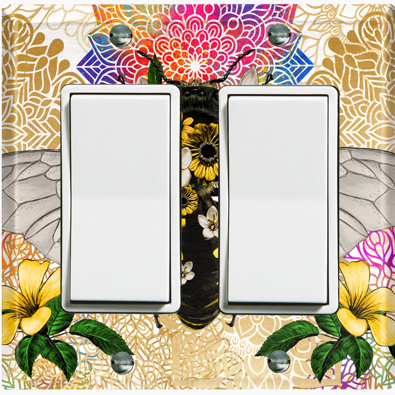 Plaque murale interrupteur à bascule abeilles mandala