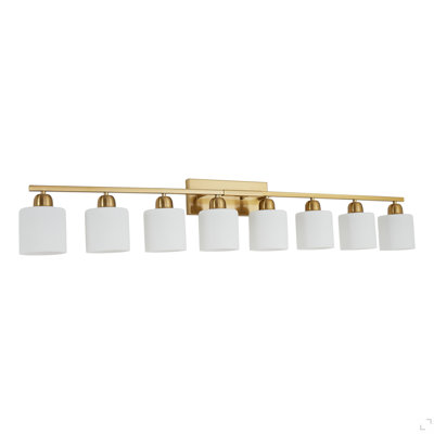 Luminaires de salle de bain 52 pouces dorés, lumière de meuble-lavabo moderne avec abat-jour en verre blanc laiteux, appliques murales dorées pour miroir, chambre à coucher, couloir de salon