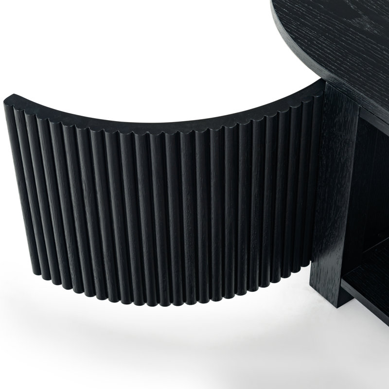 Christy Reeded Oval Coffee Table, Black