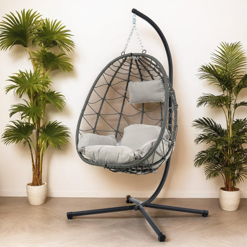 Fauteuil à œufs pour 1 personne avec support Analydia, Gris