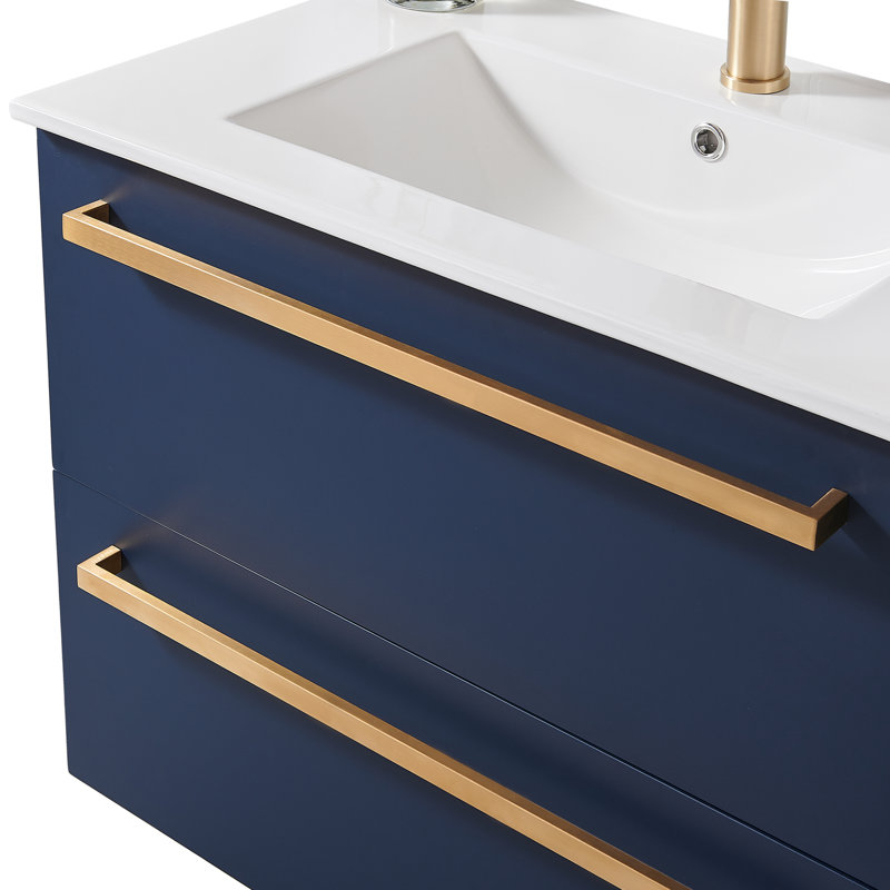 Elozor 30“ Modern Single Bathroom Vanity with Ceramic Top, Blue