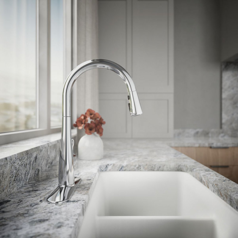 Simplice Touchless Pull-Down Kitchen Sink Faucet with Three-Function Sprayhead, Polished Chrome