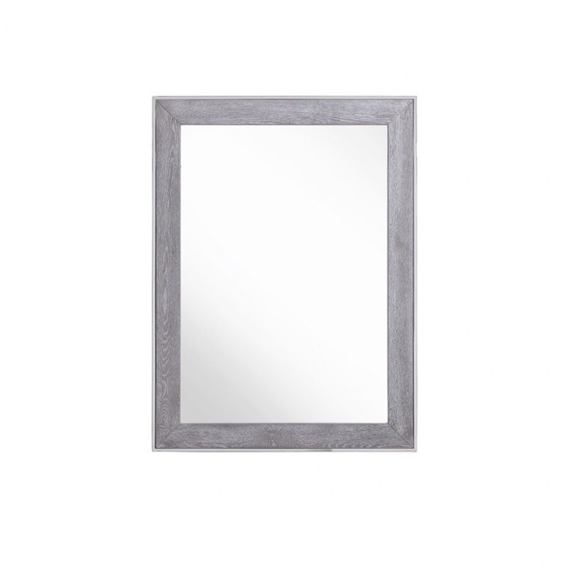 Miroir d'appoint 40 "gris et argent avec cadre en bois et métal