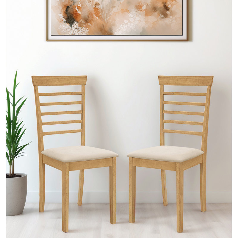 Ahwahnee 43cm H Polyester Blend Upholstered Ladder Back Side Chair, White